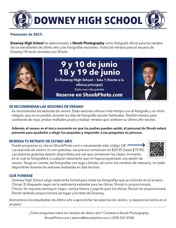 Spanish infor for senior portraits 