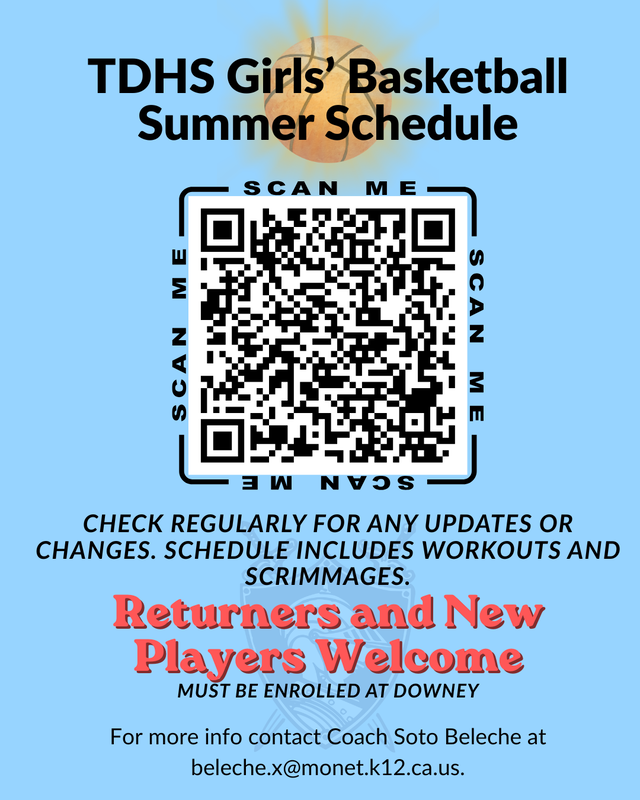 Girls Basketball summer schedule 
