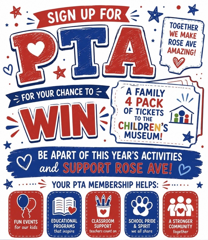 Sign up for PTA for a chance to win a Family 4 pack to the Modesto Children's Museum