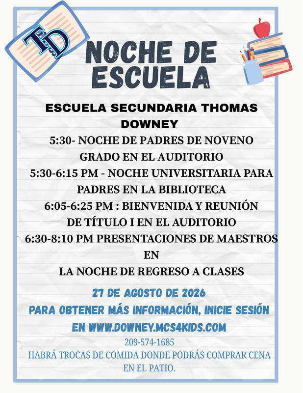 bACK TO SCHOOL NIGHT SPANISH