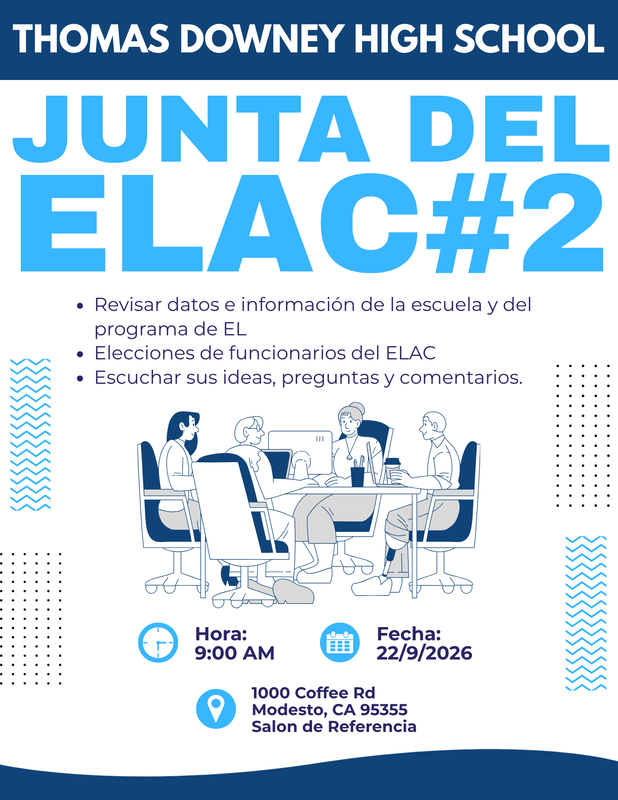 ELAC Meeting info flyer in Spanish