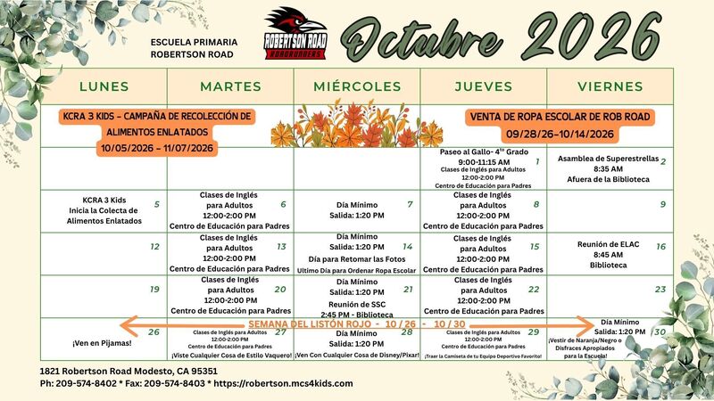 OCTOBER CALENDAR