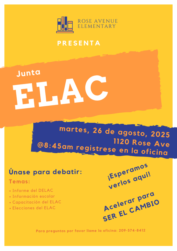 ELAC Meeting August 26, 2025 8:45 am