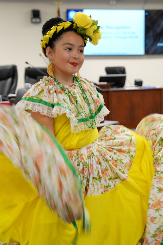 Student dancing during Ballet Folklorico presentation