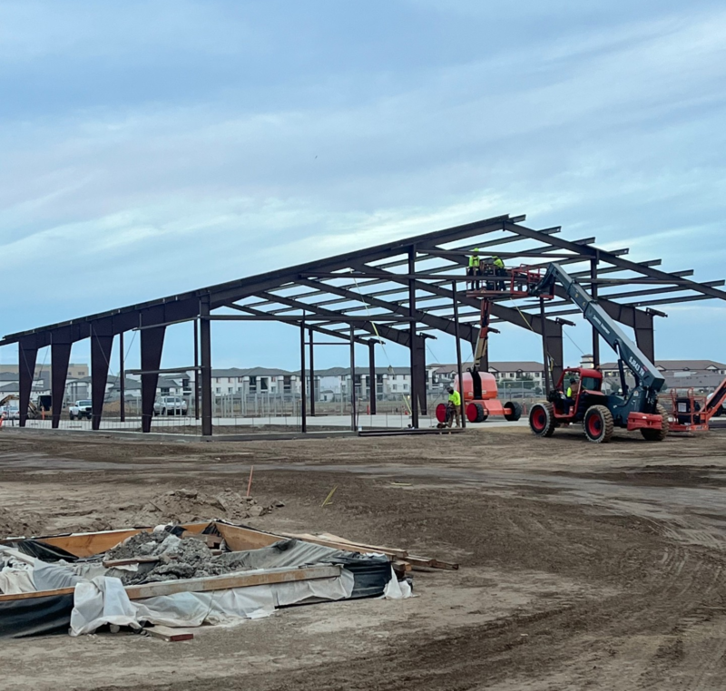 Modesto High Ag Farm framing on Bangs Ave.