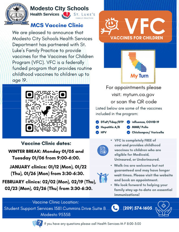 MCS Vaccine Clinic Upcoming Dates