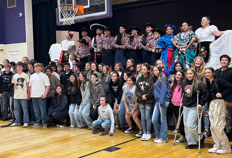 Students with dancers