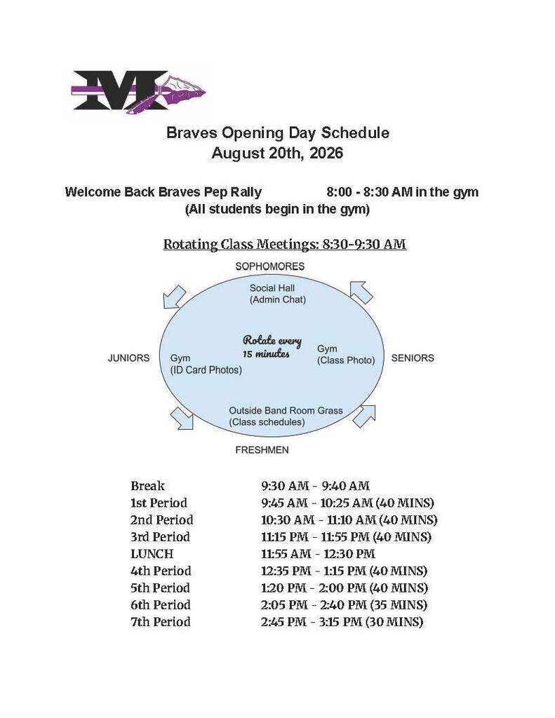 Opening Day Schedule