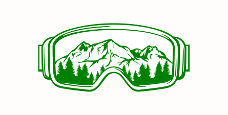 Green ski mask with mountains