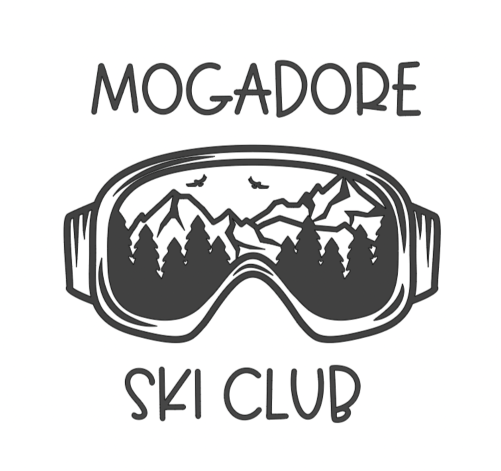 White background, graphic with ski Goggles, text: Mogadore Ski Club
