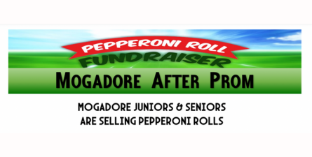Text: Pepproni Roll Fundraise Mogadore After Prom Mogadore Juniors and Seniors are selling pepperoni rolls