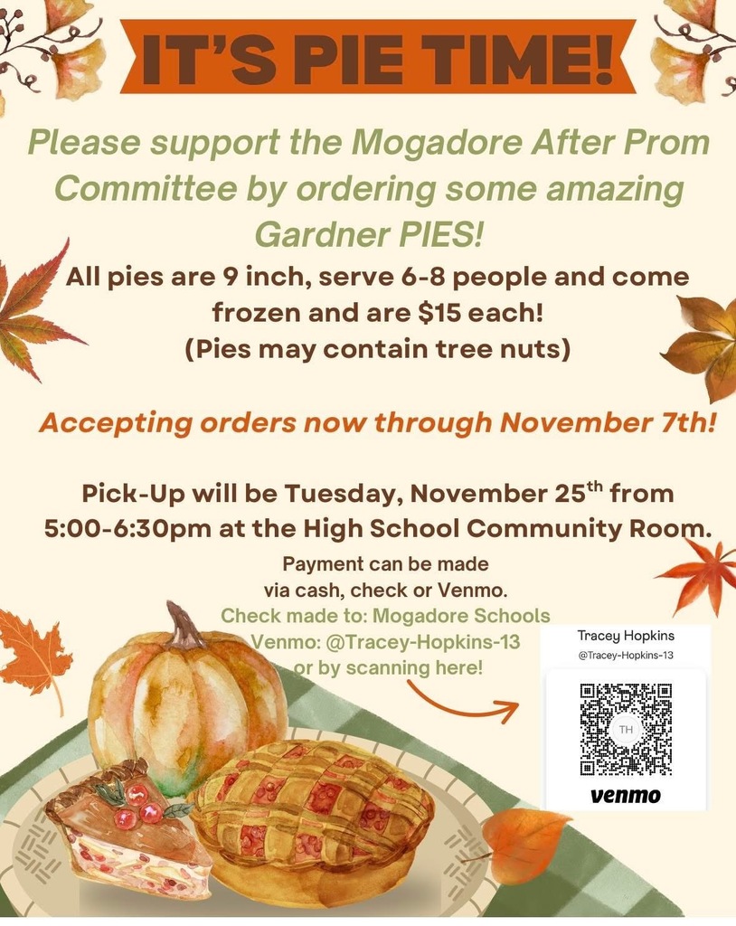It's Pie Time: Please support the Mogadore After Prom Committee by ordering some amazing Gardner Pies!