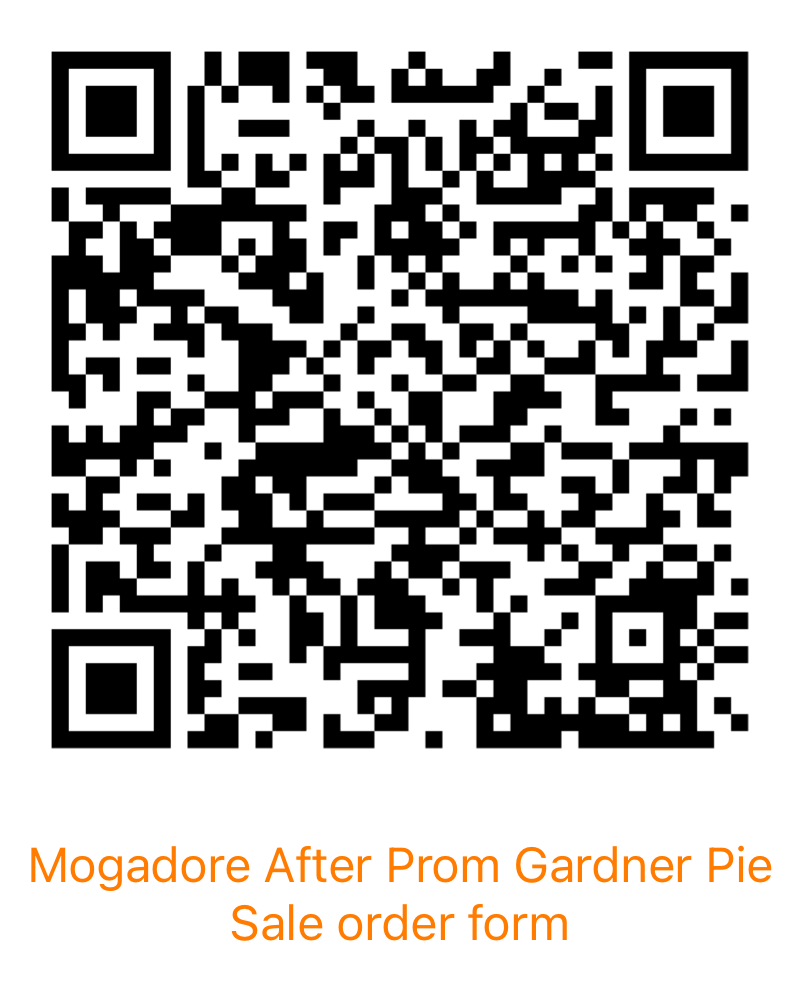 QR Code for Pie order form: https://docs.google.com/forms/d/e/1FAIpQLSeaV1v2Xp3toHfrsphKG-LJNkckE04iIgCQFGDGMWJ7X9qs7w/viewform?pli=1
