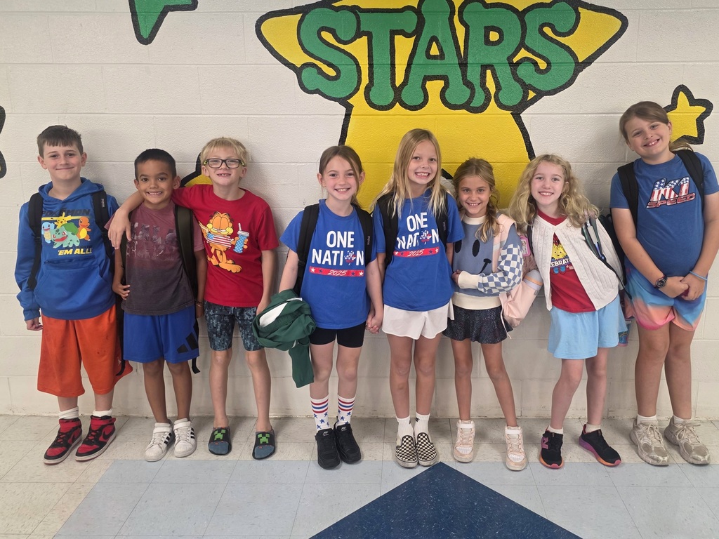 students wearing red, white, and blue