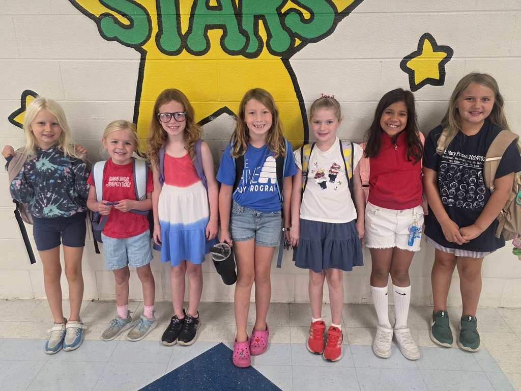students wearing red, white, and blue