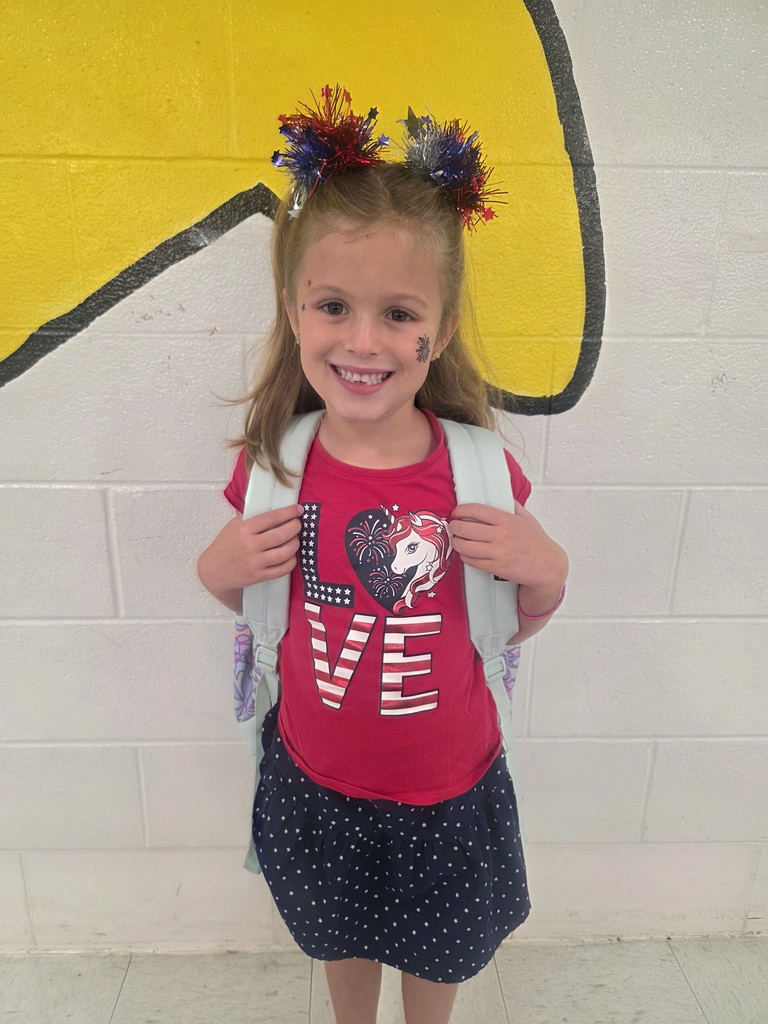 students wearing red, white, and blue