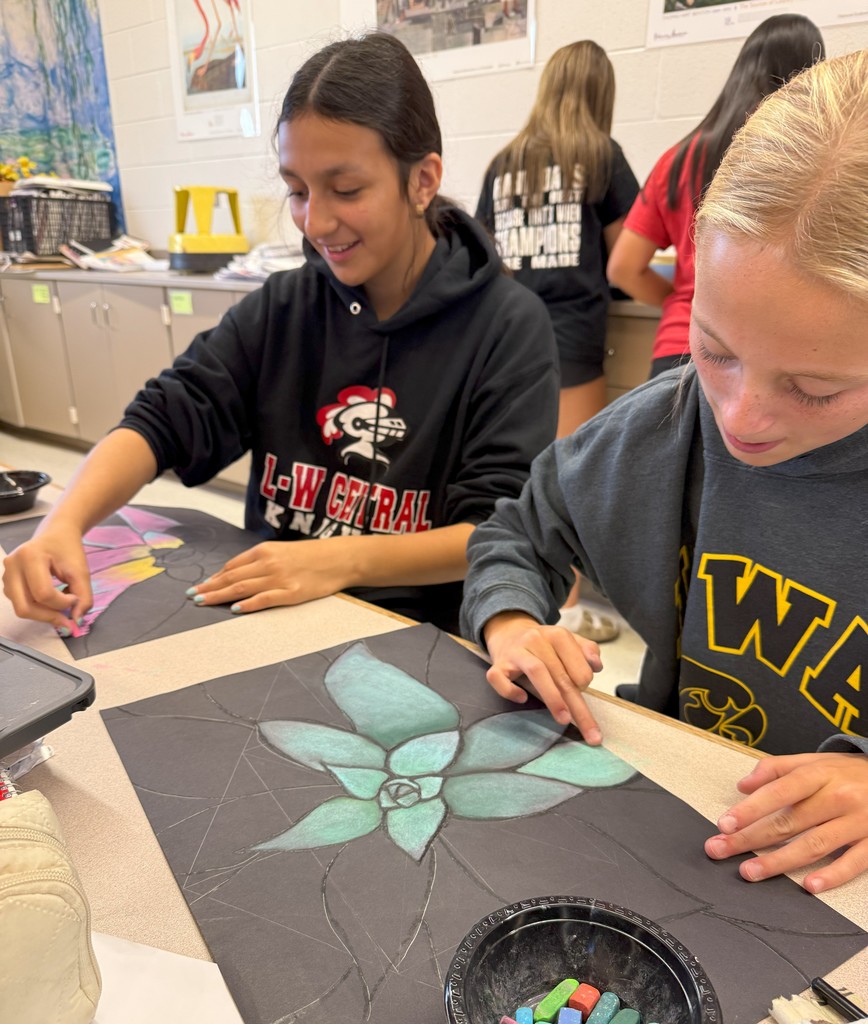students drawing with chalk