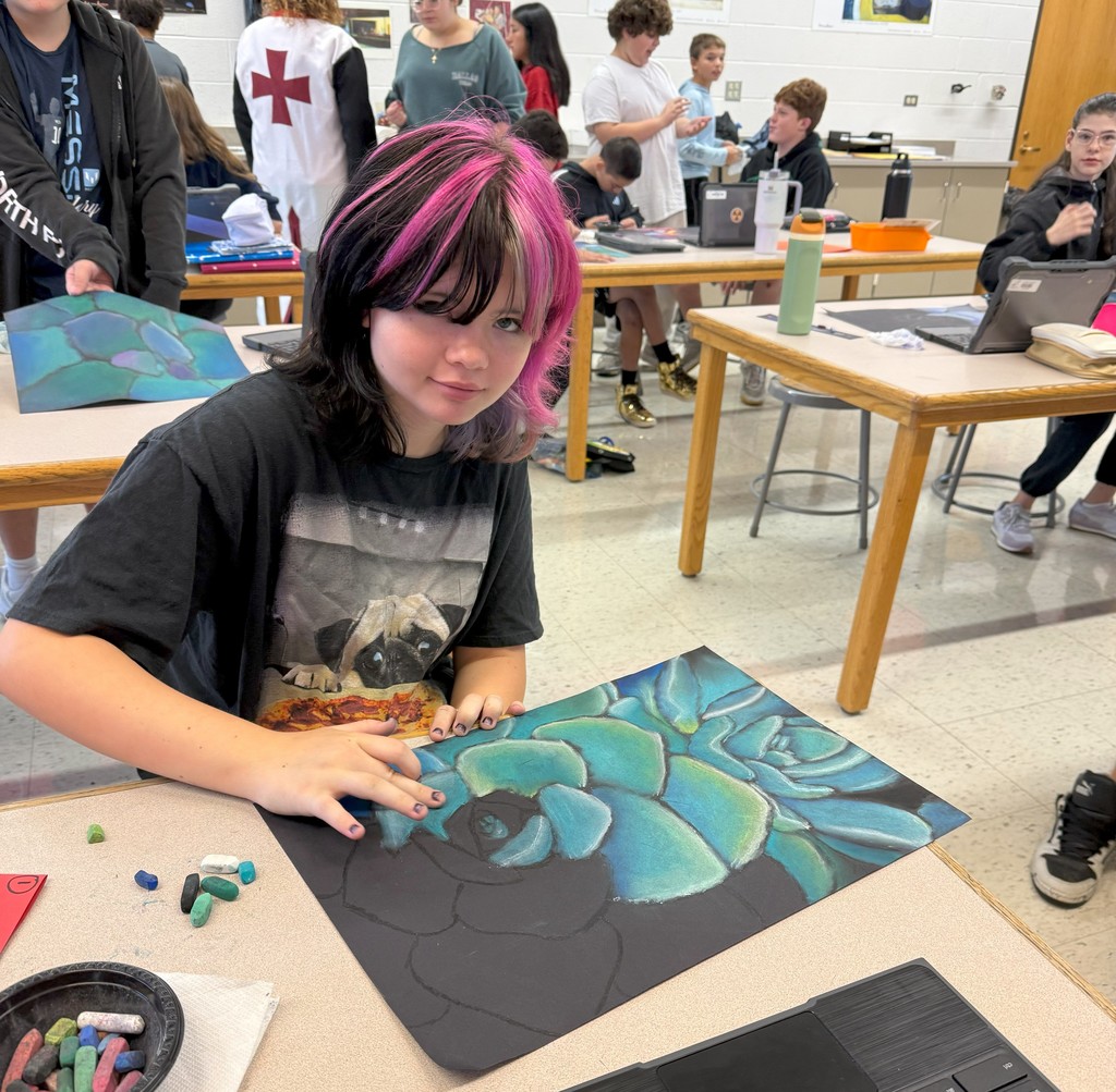 students drawing with chalk