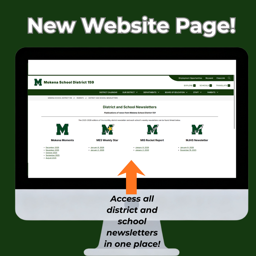 new website page. access all district and school newsletters in one place!