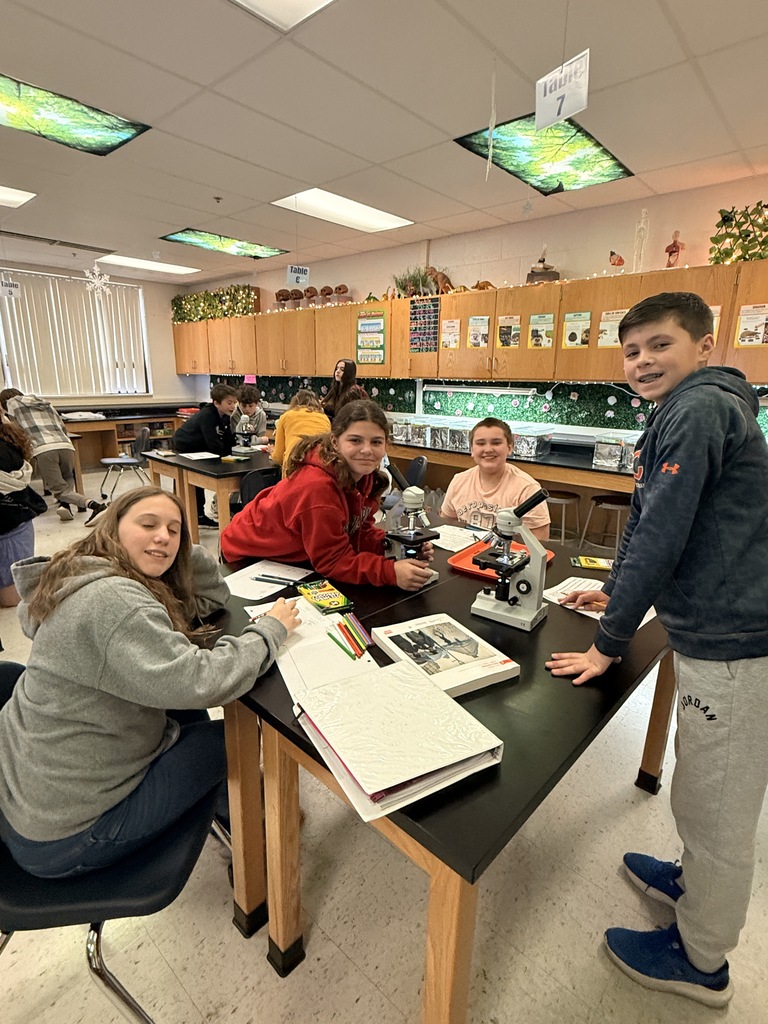 students using a microscope