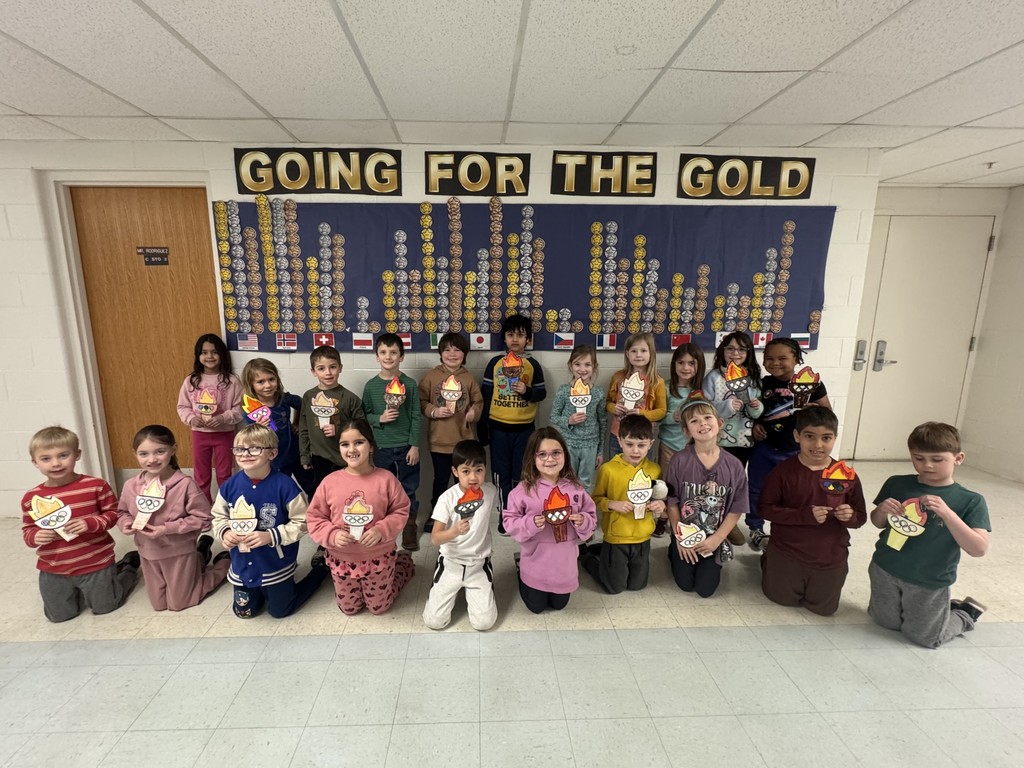 Mrs. Arduino's class holding olympic torches