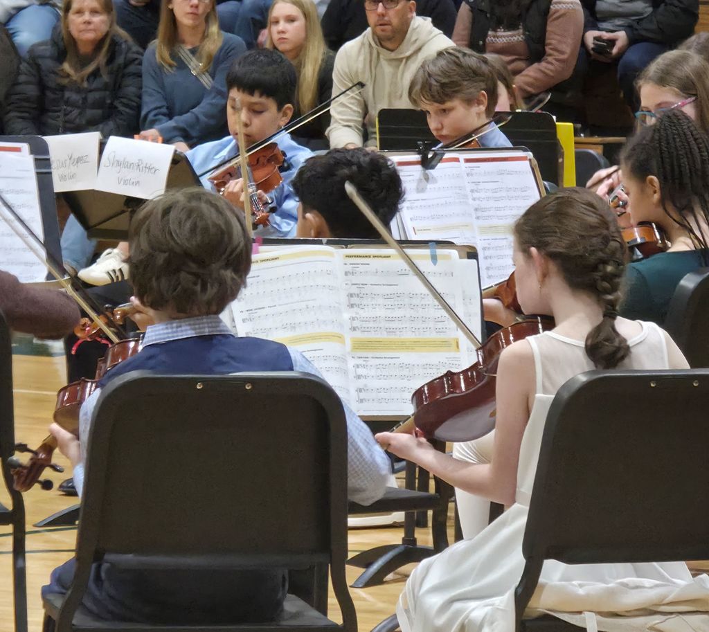bands and orchestra concert with musicians playing instrument