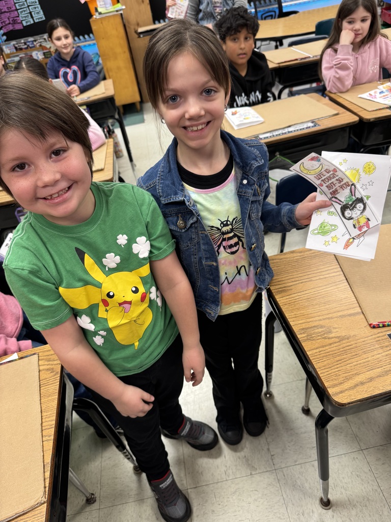 1st and 3rd grade budies with the cards and bookmarks