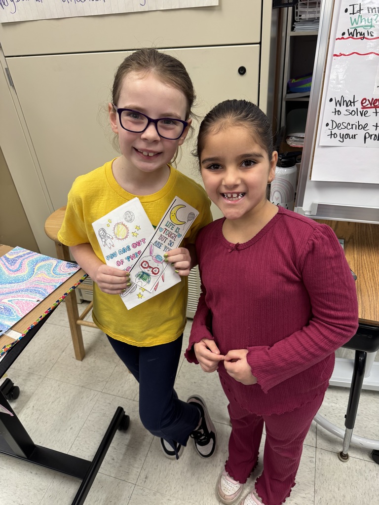 1st and 3rd grade budies with the cards and bookmarks