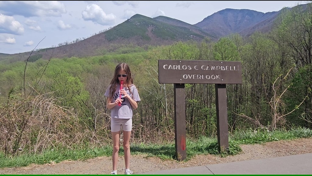 student playing recorder