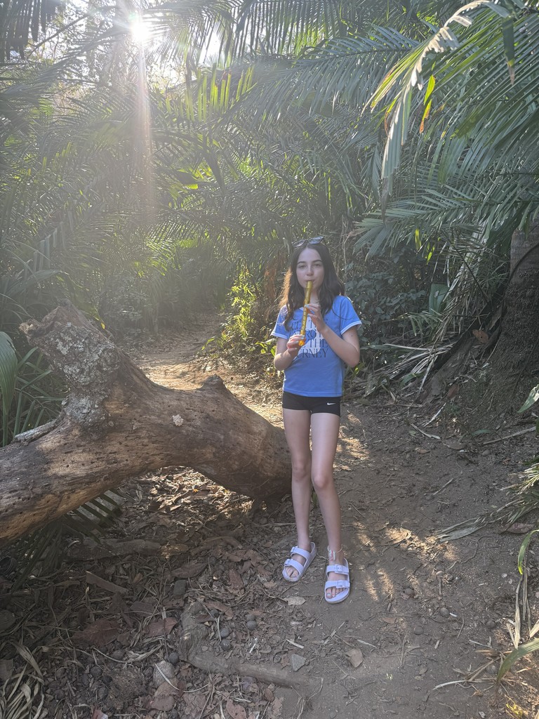 student playing recorder