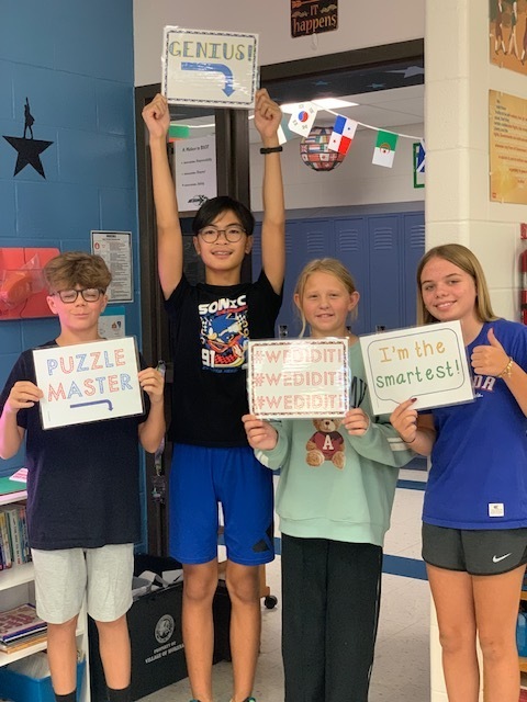 students doing the escape room