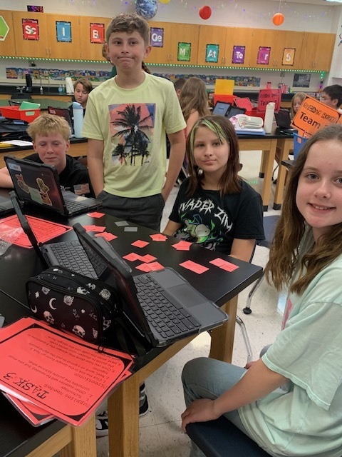 students doing the escape room