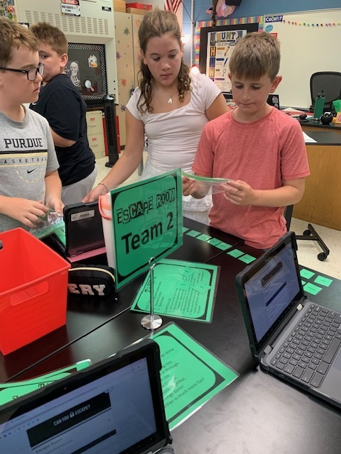 students doing the escape room