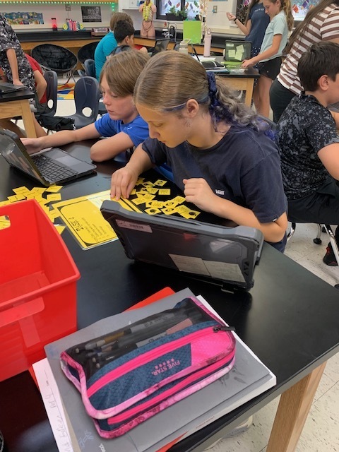 students doing the escape room