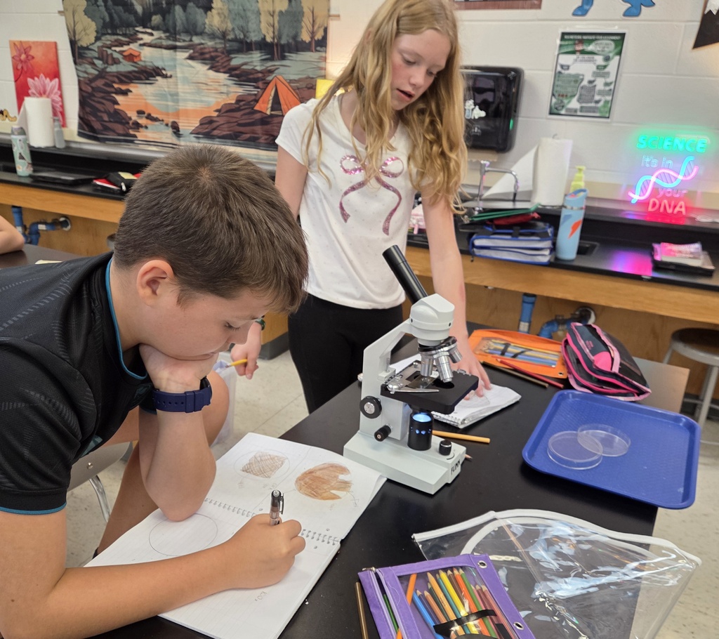 students looking into a microscope