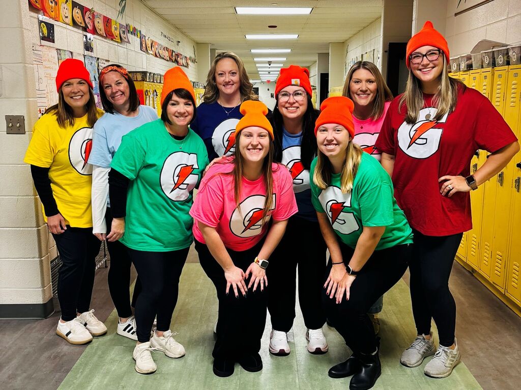 students and teachers wearing costumes