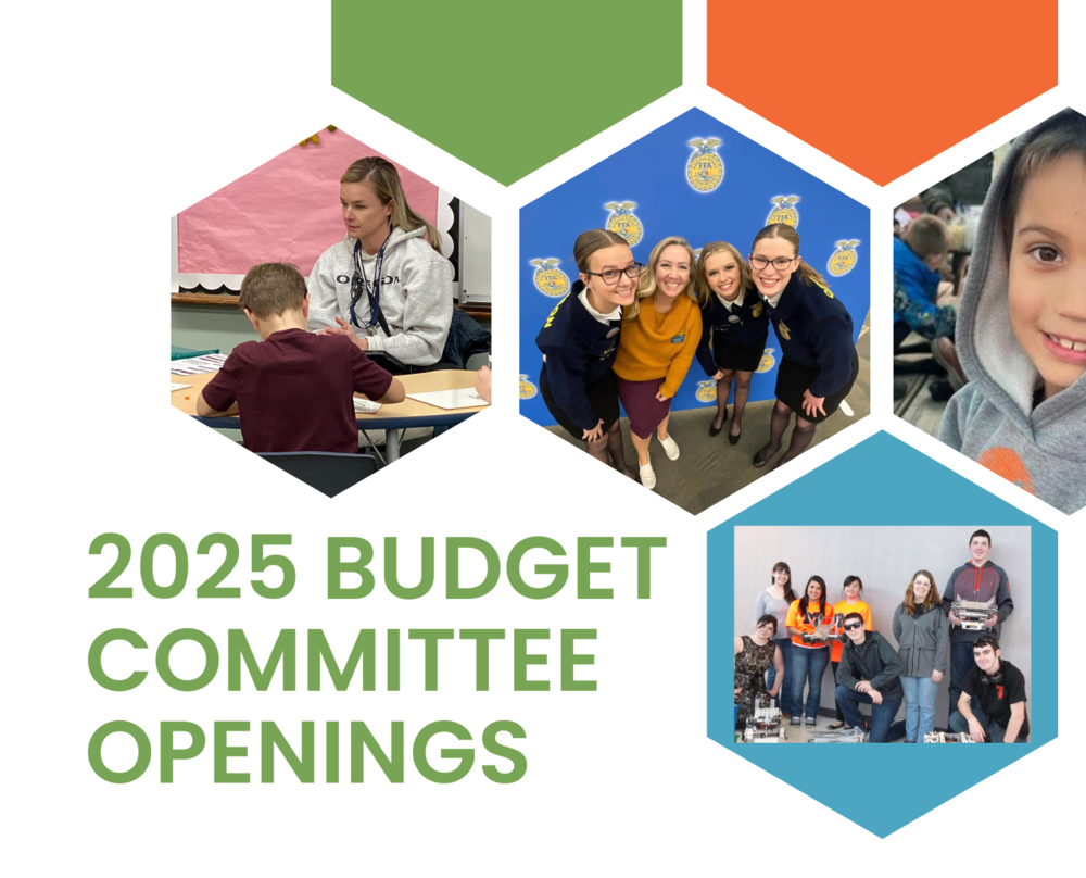 Collage of Student Photos with text 2025 Budget Committee Openings