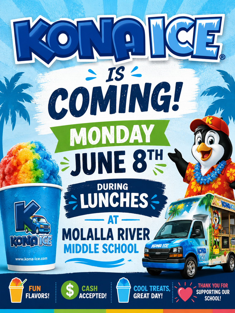 Kona Ice June 8th during Lunches!