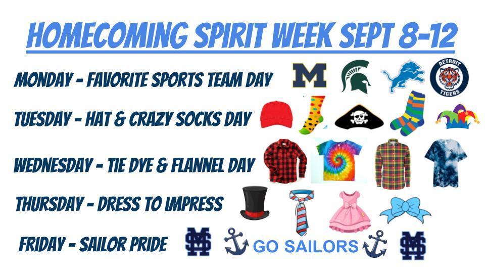 Homecoming Spirit Week September 8-12