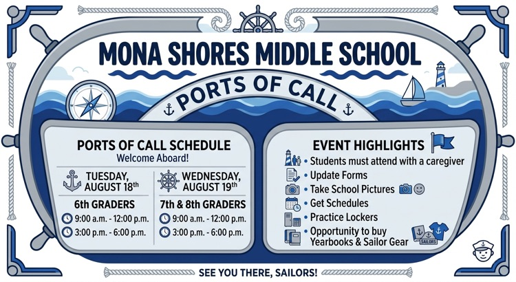graphic with nautical theme and information about ports of call