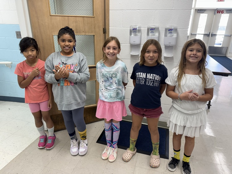  Silly socks in line for lunch