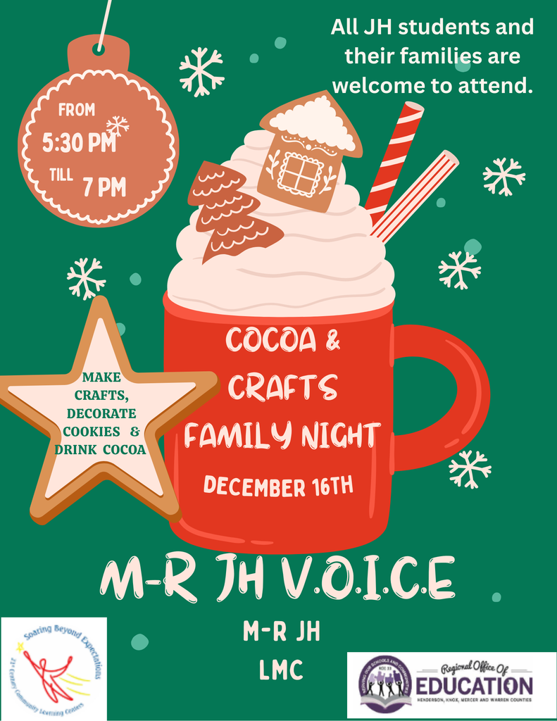 Cocoa & Crafts Family Fun Night rescheduled to Tuesday, December 16th.