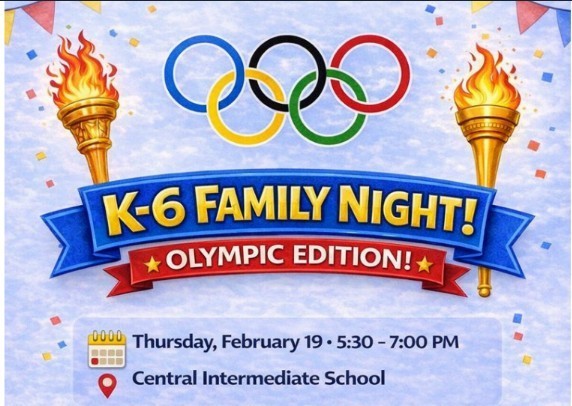 K-6 Family Night Olympic Edition!  Thursday, February 19th - 5:30-7pm