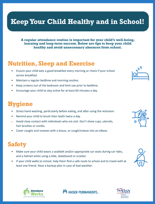 English-Tips for Keeping Your Child Healthy and In School Front