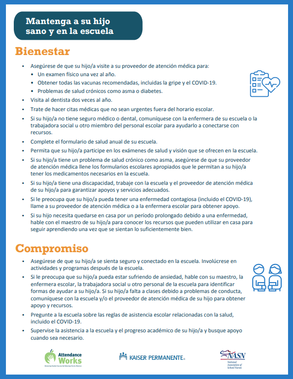 Spanish-Tips for Keeping Your Child Healthy and In School Back