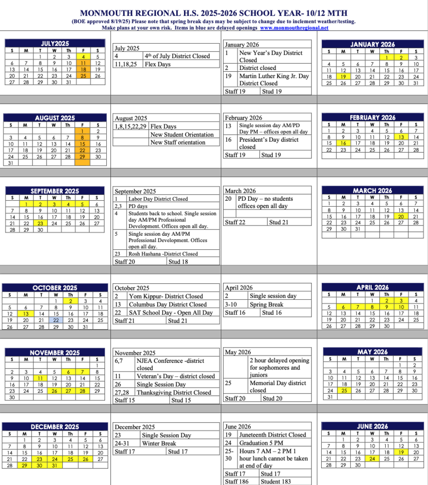 25/26 School Calendar