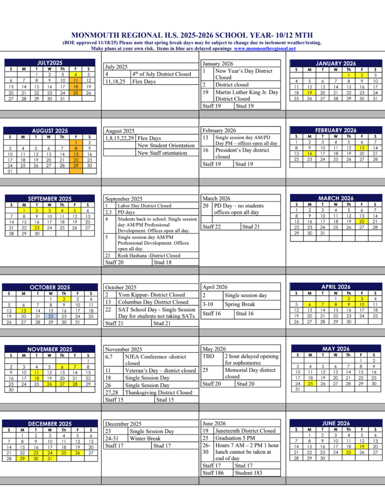MRHS 2025-2026 School Year
