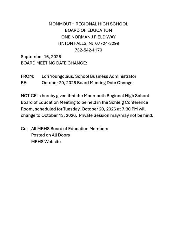 Change of BOE Meeting Date