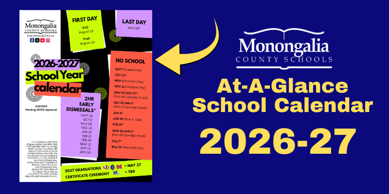 Monongalia County Schools at-a-glance school calendar 2026-27