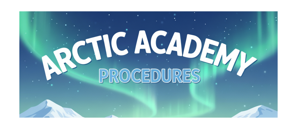 White text Arctic Academy Day with the Aurora Borealis in the background